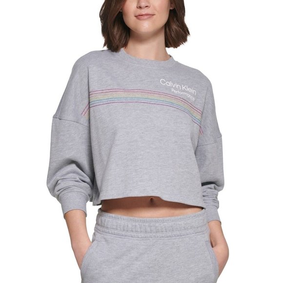 Calvin Klein Tops - Calvin Klein Women's Pride Embroidered Logo Cropped Sweatshirt Size M 50